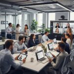 Modern office collaboration with unified communications tools