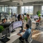 Team collaboration in a Baton Rouge office with modern IT equipment