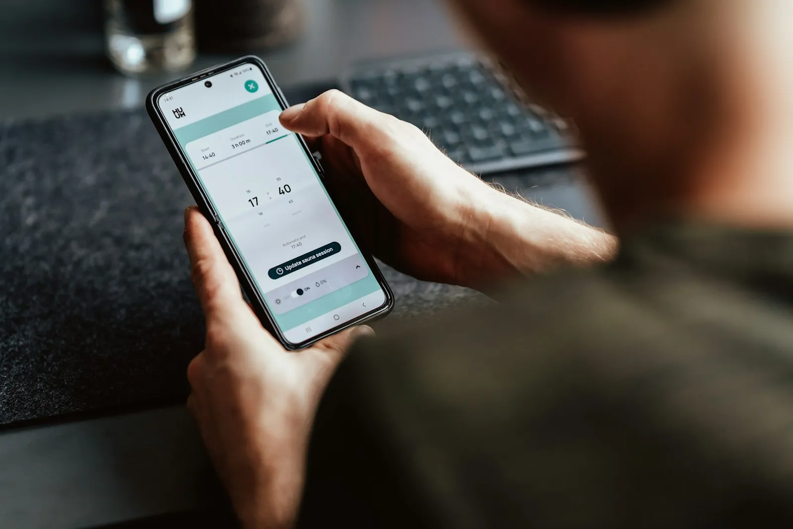 Person using an app on a smartphone