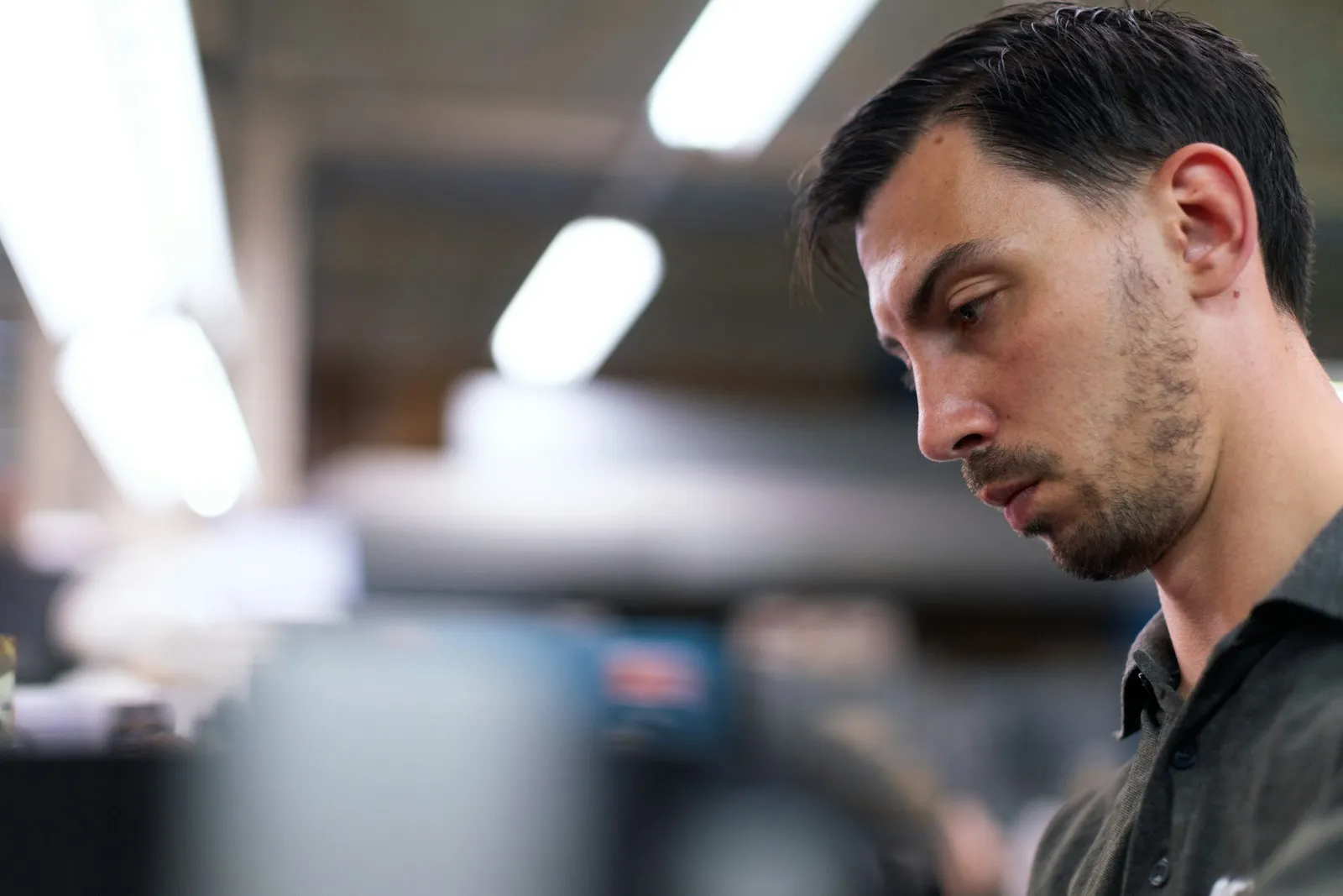 Analyst focused on his work at a desk
